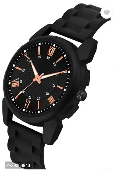 Stylish Black PU Analog Watch For Men-thumb0