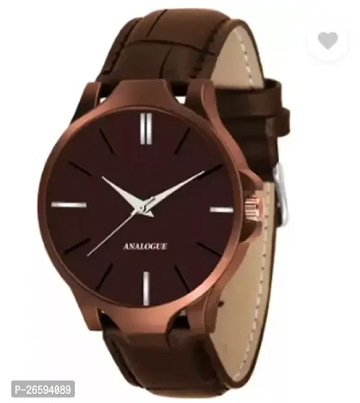 Stylish Brown Genuine Leather Analog Watches For Men