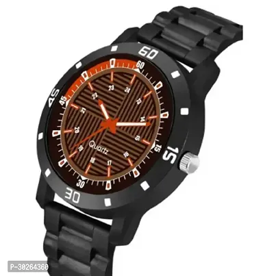 Stylish Black PU Analog Watch For Men-thumb0