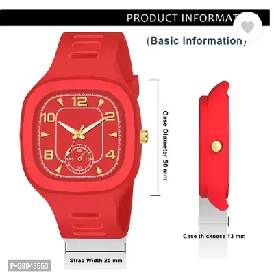 Stylish Red PU Analog For Men-thumb5