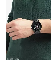 Stylish Black PU Analog Watches For Men-thumb3