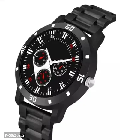 Stylish Black PU Analog Watch For Men-thumb3