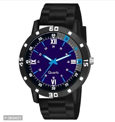 Stylish Black PU Analog Watch For Men-thumb2