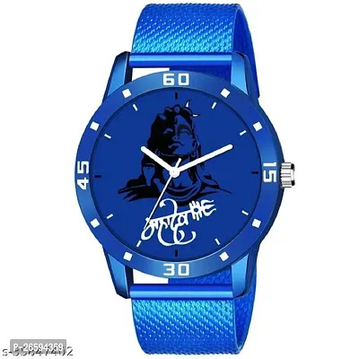 Stylish Blue PU Analog Watches For Men-thumb0