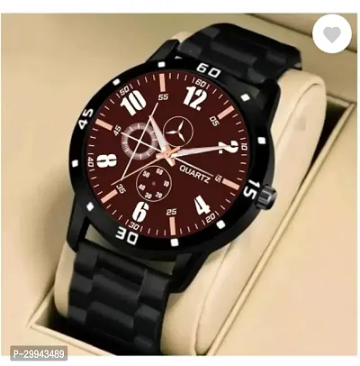 Stylish Black PU Analog For Men-thumb0