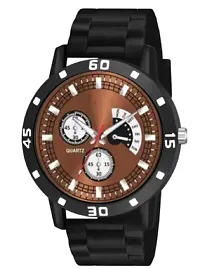 Stylish Brown PU Analog Watches For Men-thumb2