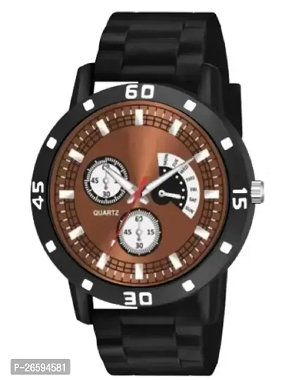 Stylish Brown PU Analog Watches For Men-thumb3