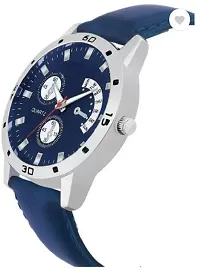 Stylish Blue Genuine Leather Analog Watch For Men-thumb1