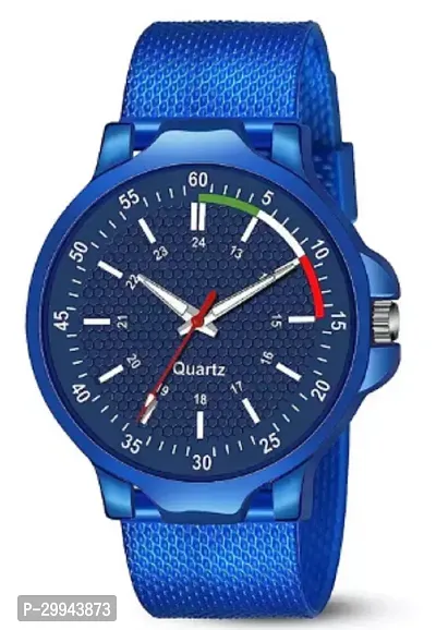 Stylish Blue PU Analog For Men-thumb0