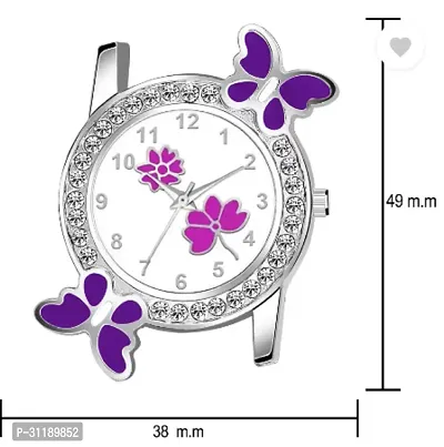 Analog Watch - For Girls Purple Dual Flower Dial Purple Pu Strap Watch For Girl-thumb2