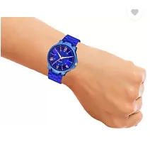 Stylish Blue PU Analog Watch For Men-thumb1