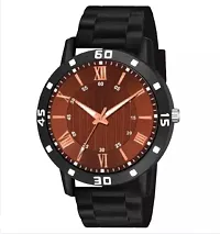 Stylish Black PU Analog Watch For Men-thumb1