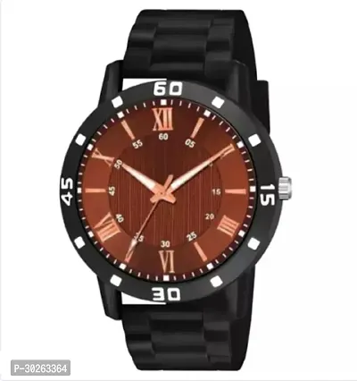 Stylish Black PU Analog Watch For Men-thumb2