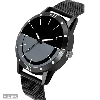 Stylish Black Pu Analog Watch For Men