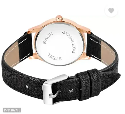 Analog Watch - For Girls Black Dial Black Leather Strap Watch For Girls-thumb4