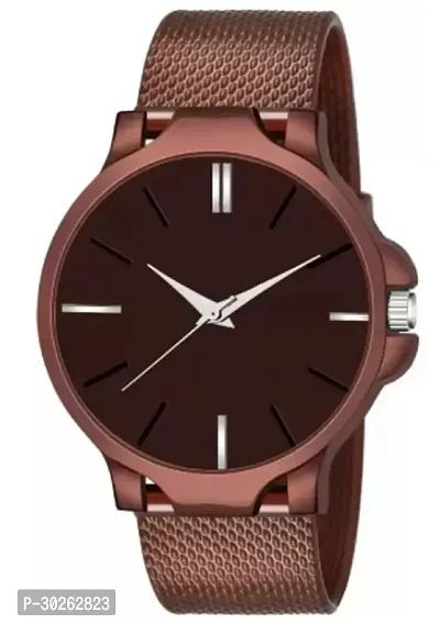 Stylish Brown PU Analog Watch For Men-thumb2