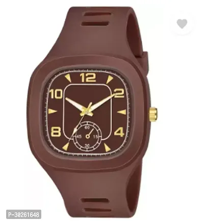 Stylish Brown PU Analog Watch For Men-thumb0