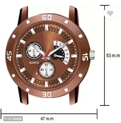 Stylish Brown PU Analog Watch For Men-thumb4