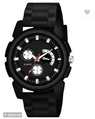 Stylish Black PU Analog Watch For Men-thumb0