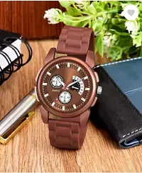 Stylish Brown PU Analog Watch For Men-thumb3