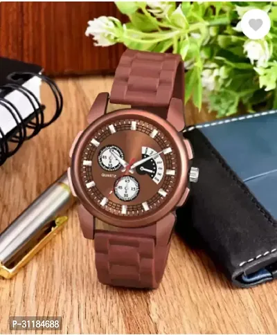 Stylish Brown PU Analog Watch For Men-thumb4