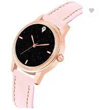 Girls Latest 4 Diamonds Light Pink Leather Analog Watch-thumb2