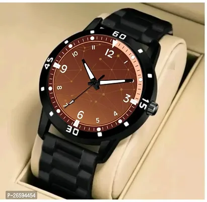 Stylish Brown PU Analog Watches For Men-thumb0