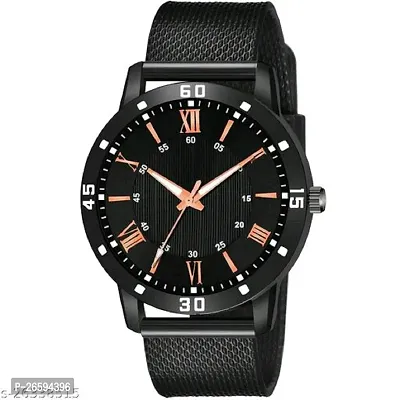 Stylish Black PU Analog Watches For Men-thumb0