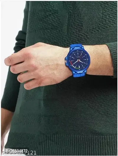 Stylish Blue PU Analog Watches For Men-thumb4