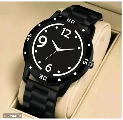 Stylish Black PU Analog For Men-thumb0