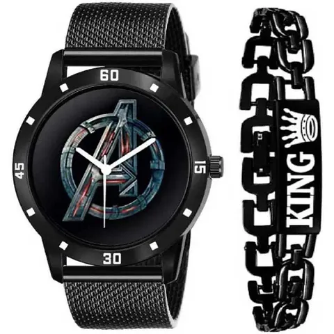 HD SALES APH-011 Avengers Sports PU for Men and Boy's Analog Watch Dude King Style Avengers Analog Watch