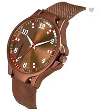 Stylish Brown PU Analog Watch For Men-thumb2