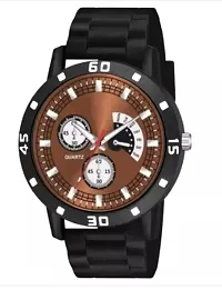 Stylish Black PU Analog Watch For Men-thumb1