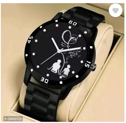 Stylish PU Black Analog Watch For Men