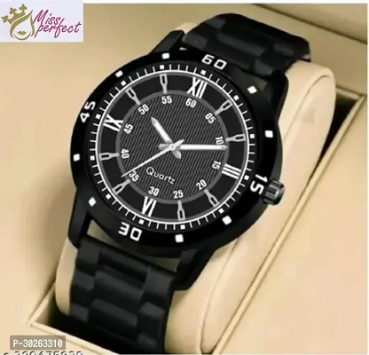 Stylish Black PU Analog Watch For Men