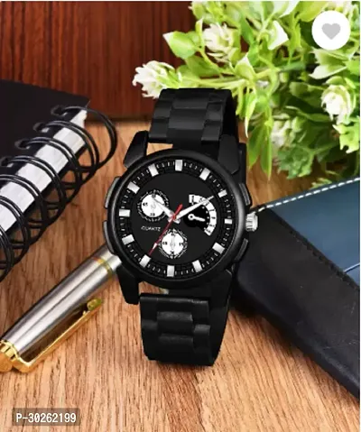 Stylish Black PU Analog Watch For Men-thumb2