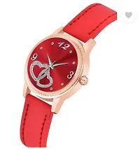 Analog Watch - For Girls Red Heart Dial Red Leather Strap Watch For Girl-thumb2