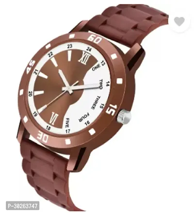 Stylish Brown PU Analog Watch For Men-thumb2