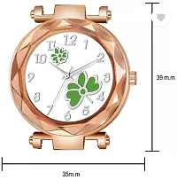 Analog Watch - For Girls New Fashion Green Flower White Dial Rose Gold Case With Rose Gold Magnet Strap For Girl-thumb3