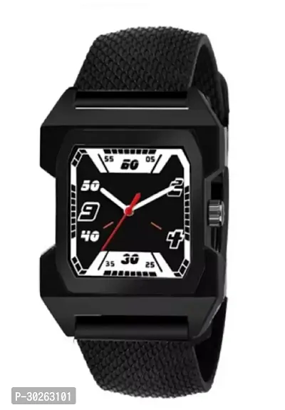 Stylish Black PU Analog Watch For Men-thumb0