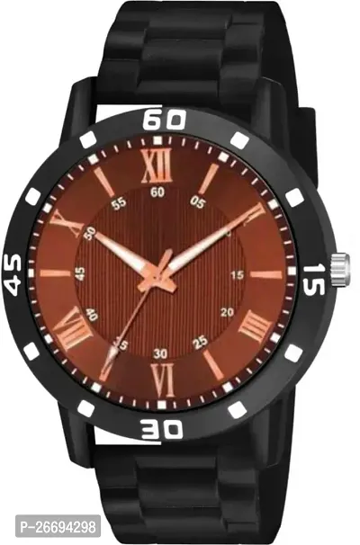 Stylish PU Brown Analog Watch For Men-thumb2