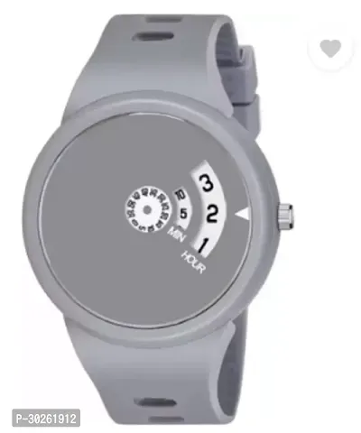 Stylish Grey PU Analog Watch For Men-thumb0