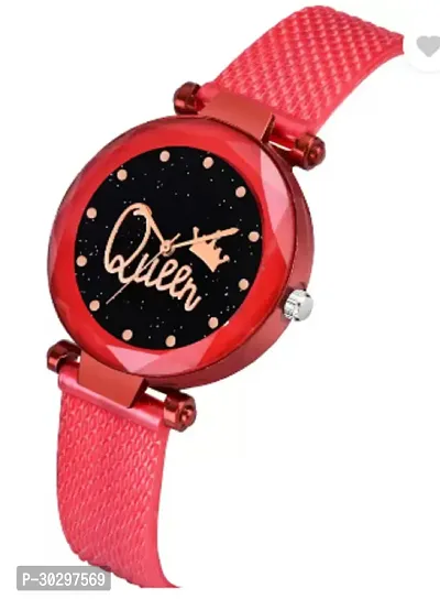 Stylish Red PU Analog Watches For Women-thumb2