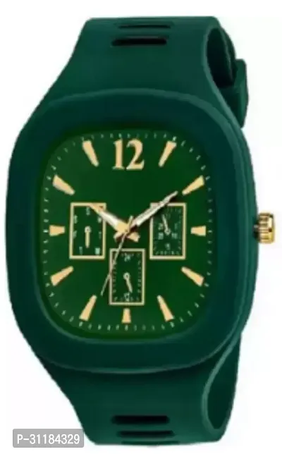 Stylish Green PU Analog Watch For Men-thumb0