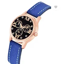 Stylish Black Genuine Leather Analog Watches For Women-thumb2