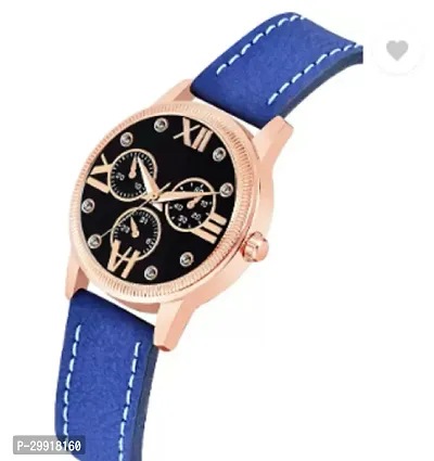 Stylish Black Genuine Leather Analog Watches For Women-thumb3