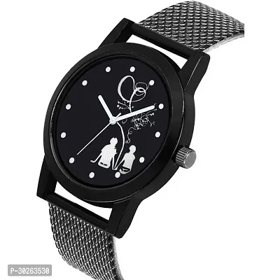 Stylish Black Pu Analog Watch For Men-thumb0