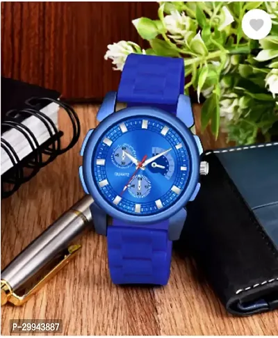 Stylish Blue PU Analog For Men-thumb2