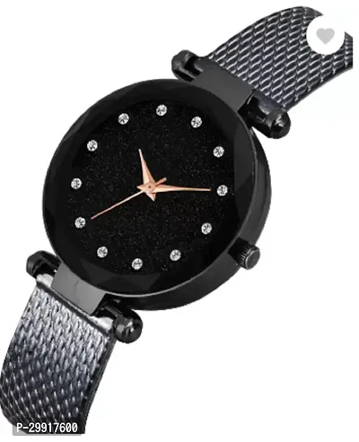 Stylish Black PU Analog Watches For Women-thumb3