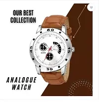 Stylish White Genuine Leather Analog Watches For Men-thumb3